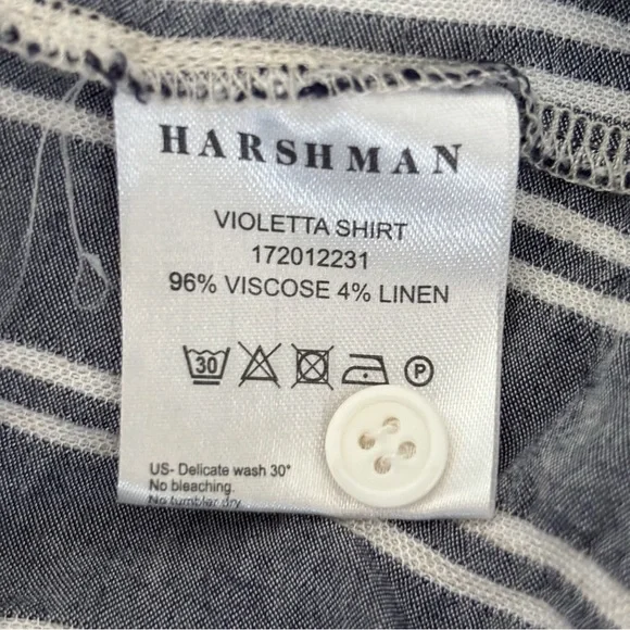 HARSHMAN Violetta Tie Sleeve Button Front Shirt Medium Gray - Picture 7 of 8